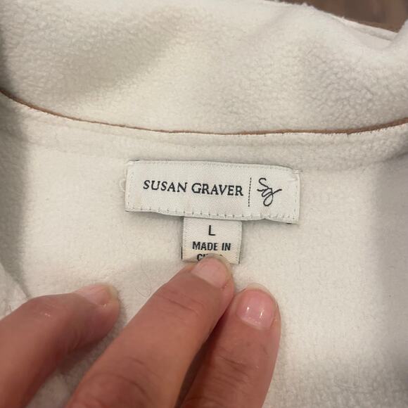 Susan Graver Weekend  Fleece  Sherpa Coat jacket Large button down pockets - Picture 13 of 14